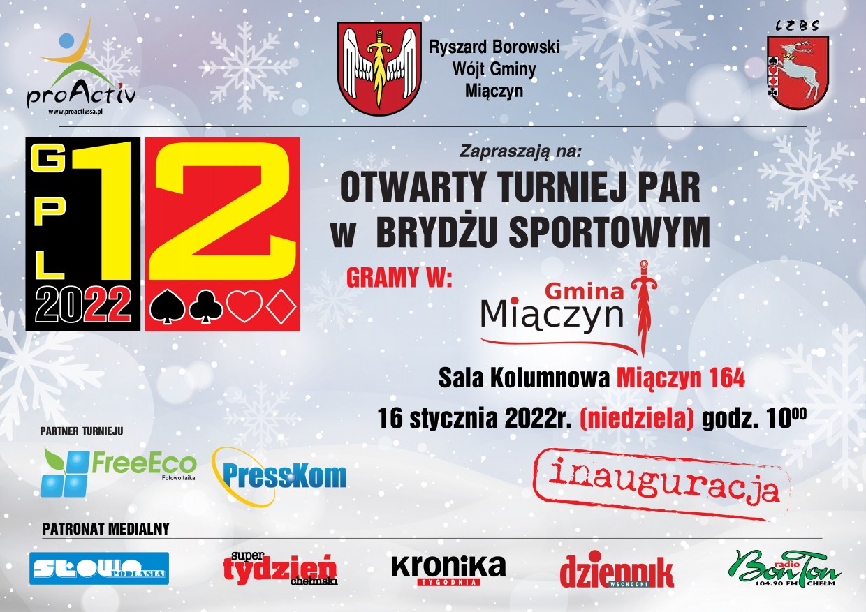 TURNIEJ PAR W BRYDŻU SPRTOWYM